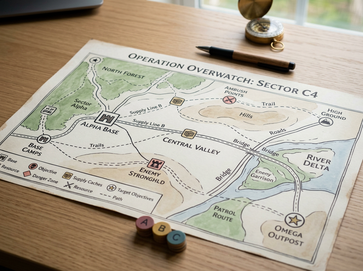 A customized strategic map document detailing content and positioning steps